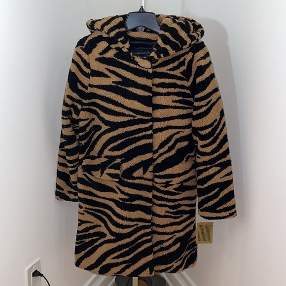 New Steve Madden Women's Tiger Sherpa Hooded Coat - Picture 4 of 13